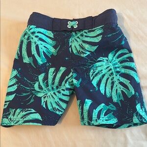 Tropical Leaf Print Swim Shorts